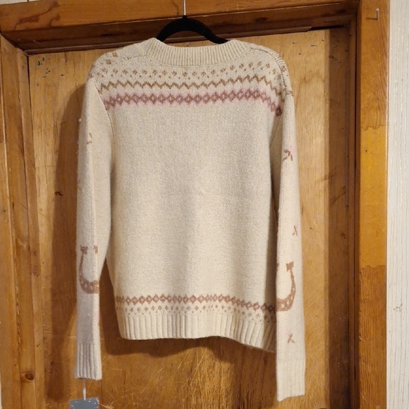 JUNIORS - Haute Hippie Cream and Brown Horse Cardigan - Picture 4 of 5